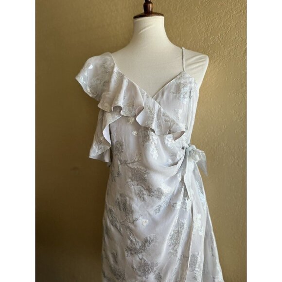 Bardot Women's Cold Shoulder Metallic-Print Wrap Dress Size M $169 - Picture 12 of 12